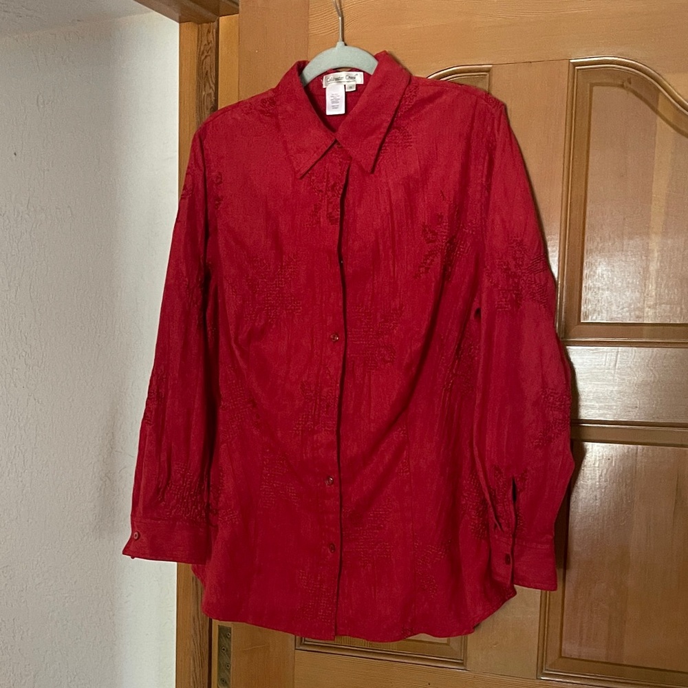 Coldwater Creek Red Button Down Shirt